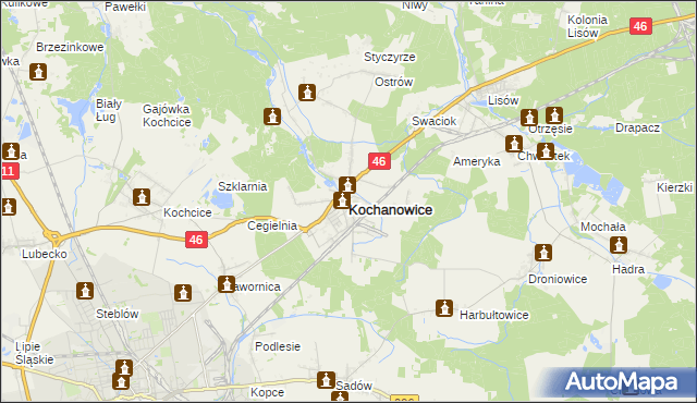 mapa Kochanowice, Kochanowice na mapie Targeo