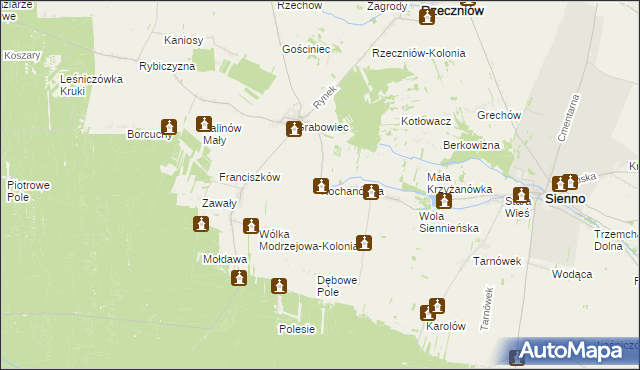 mapa Kochanówka gmina Sienno, Kochanówka gmina Sienno na mapie Targeo