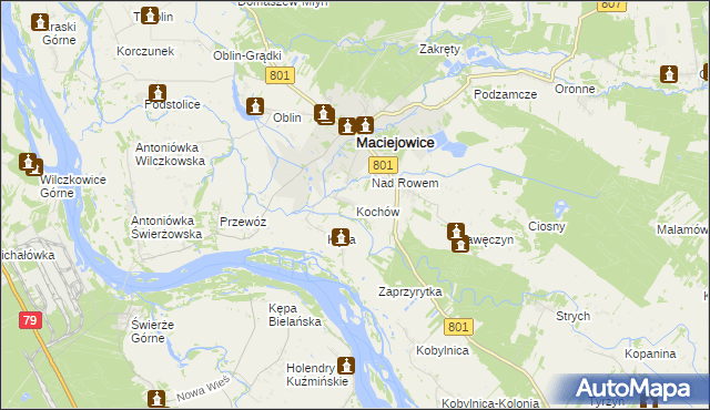 mapa Kochów gmina Maciejowice, Kochów gmina Maciejowice na mapie Targeo