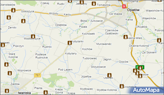 mapa Kochów gmina Opatów, Kochów gmina Opatów na mapie Targeo