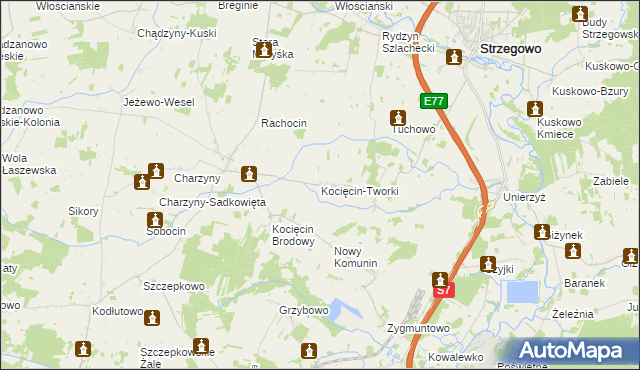 mapa Kocięcin-Tworki, Kocięcin-Tworki na mapie Targeo