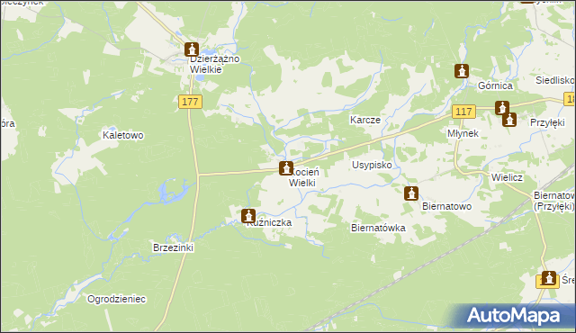 mapa Kocień Wielki, Kocień Wielki na mapie Targeo