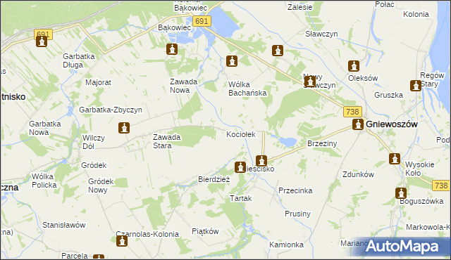 mapa Kociołek gmina Gniewoszów, Kociołek gmina Gniewoszów na mapie Targeo