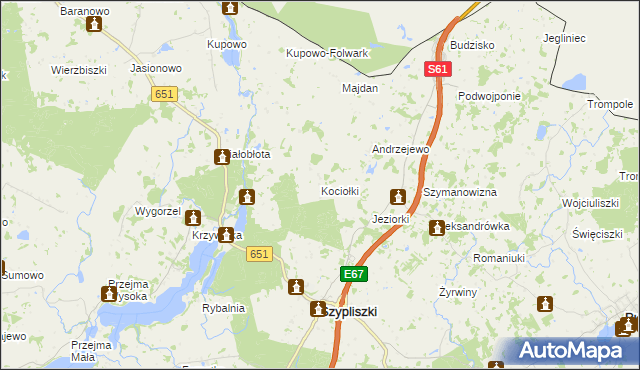 mapa Kociołki gmina Szypliszki, Kociołki gmina Szypliszki na mapie Targeo