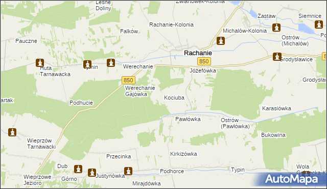 mapa Kociuba, Kociuba na mapie Targeo