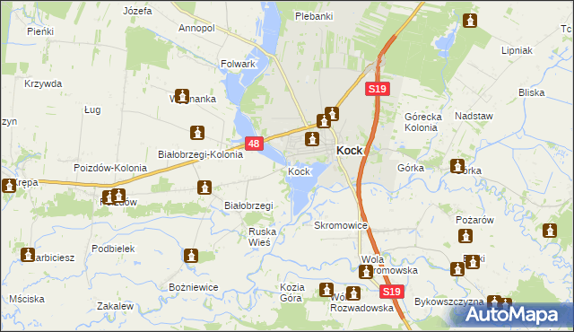 mapa Kock powiat lubartowski, Kock powiat lubartowski na mapie Targeo