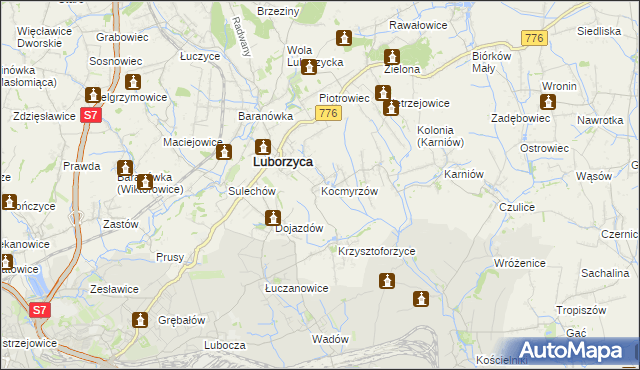 mapa Kocmyrzów, Kocmyrzów na mapie Targeo