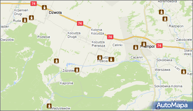 mapa Kocudza Trzecia, Kocudza Trzecia na mapie Targeo