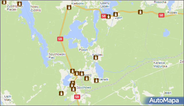 mapa Koczek, Koczek na mapie Targeo