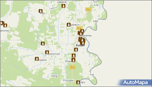 mapa Kodeń, Kodeń na mapie Targeo