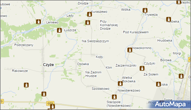 mapa Kojły, Kojły na mapie Targeo