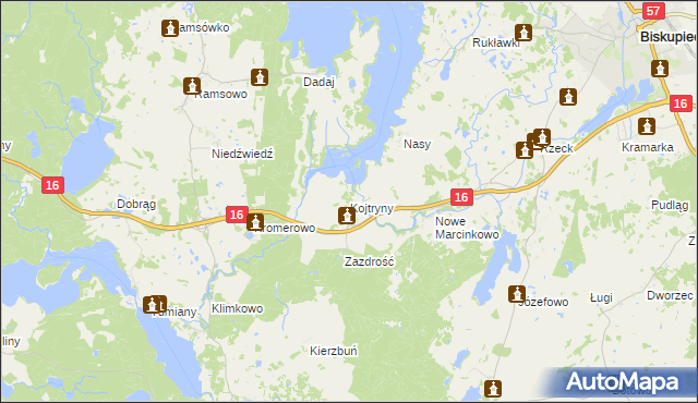 mapa Kojtryny, Kojtryny na mapie Targeo