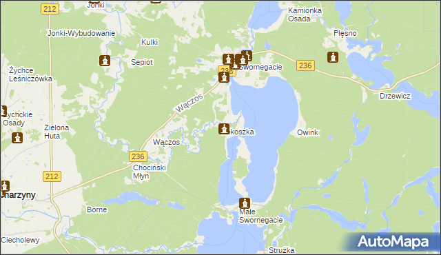 mapa Kokoszka gmina Chojnice, Kokoszka gmina Chojnice na mapie Targeo