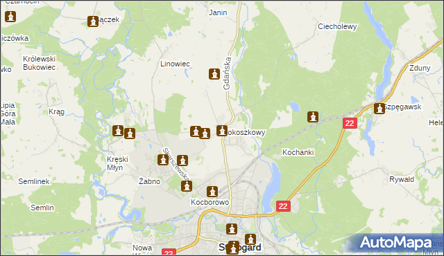 mapa Kokoszkowy, Kokoszkowy na mapie Targeo