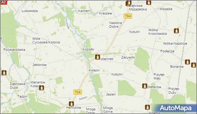 mapa Kołacinek, Kołacinek na mapie Targeo