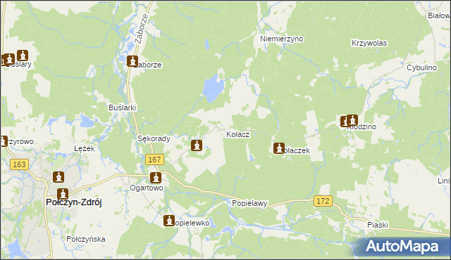 mapa Kołacz gmina Połczyn-Zdrój, Kołacz gmina Połczyn-Zdrój na mapie Targeo