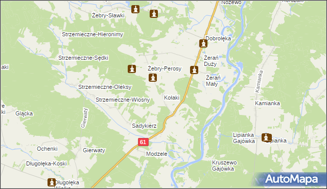 mapa Kołaki gmina Młynarze, Kołaki gmina Młynarze na mapie Targeo