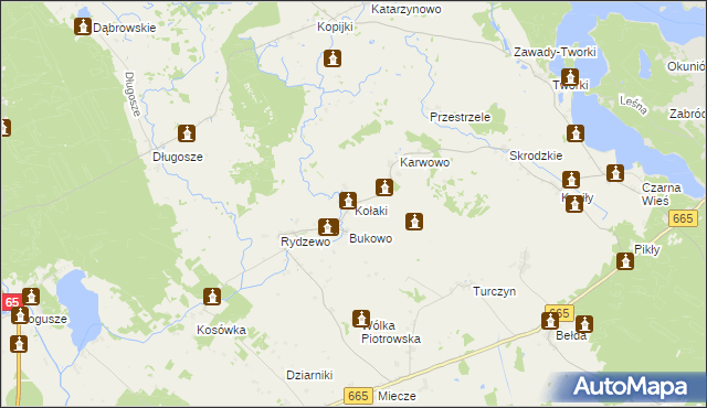 mapa Kołaki gmina Rajgród, Kołaki gmina Rajgród na mapie Targeo