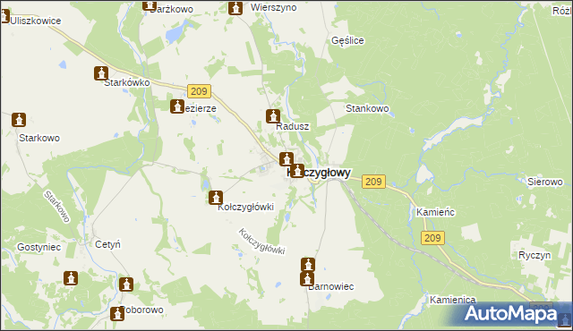 mapa Kołczygłowy, Kołczygłowy na mapie Targeo