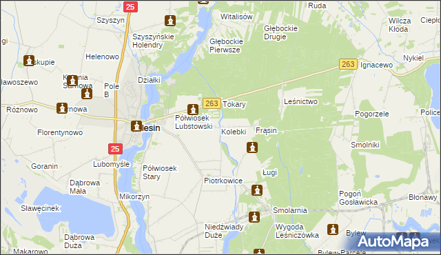 mapa Kolebki, Kolebki na mapie Targeo