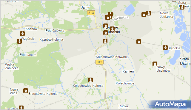 mapa Kolechowice-Folwark, Kolechowice-Folwark na mapie Targeo