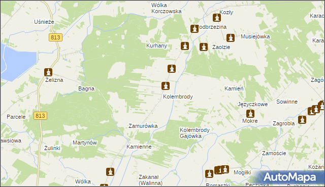 mapa Kolembrody, Kolembrody na mapie Targeo