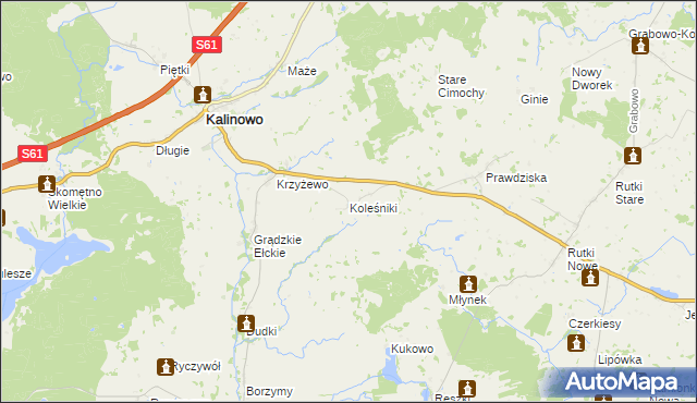 mapa Koleśniki gmina Kalinowo, Koleśniki gmina Kalinowo na mapie Targeo