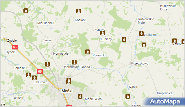 mapa Koleśniki gmina Mońki, Koleśniki gmina Mońki na mapie Targeo