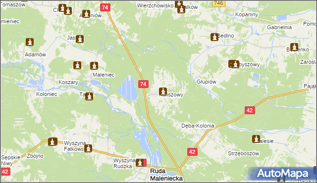 mapa Koliszowy, Koliszowy na mapie Targeo