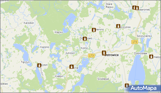 mapa Kolno gmina Ostrowice, Kolno gmina Ostrowice na mapie Targeo