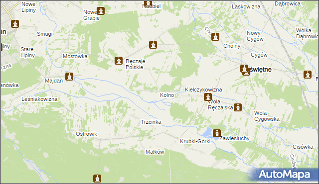 mapa Kolno gmina Poświętne, Kolno gmina Poświętne na mapie Targeo