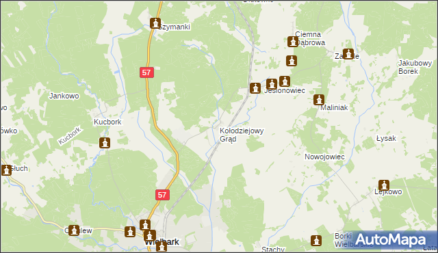 mapa Kołodziejowy Grąd, Kołodziejowy Grąd na mapie Targeo