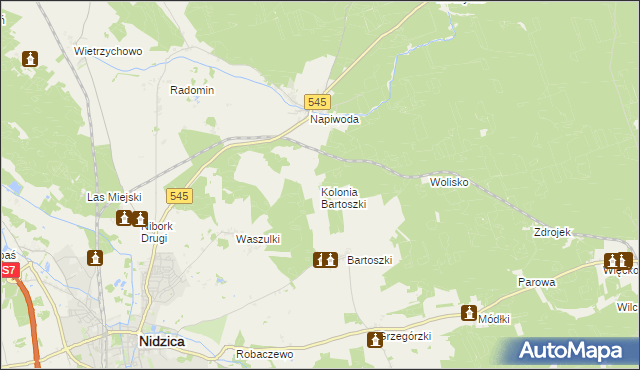 mapa Kolonia Bartoszki, Kolonia Bartoszki na mapie Targeo