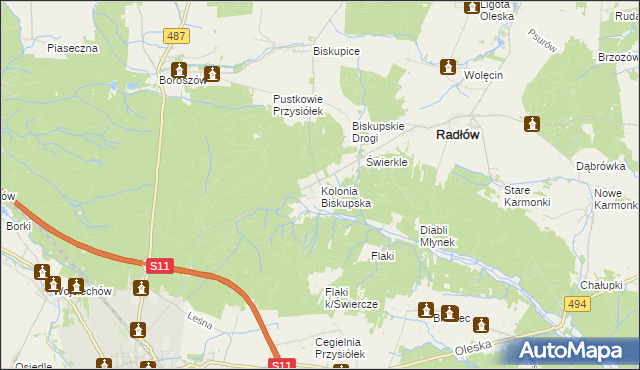 mapa Kolonia Biskupska, Kolonia Biskupska na mapie Targeo