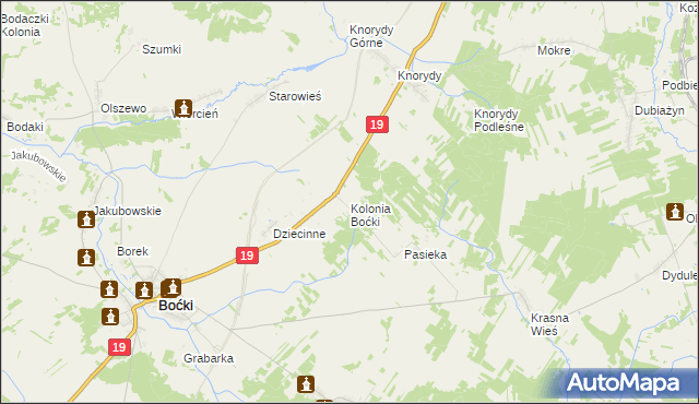 mapa Kolonia Boćki, Kolonia Boćki na mapie Targeo