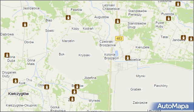 mapa Kolonia Broszęcin, Kolonia Broszęcin na mapie Targeo