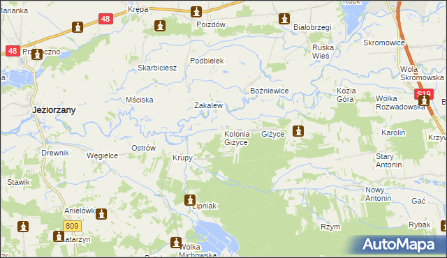 mapa Kolonia Giżyce, Kolonia Giżyce na mapie Targeo