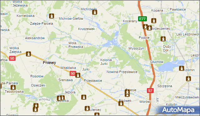 mapa Kolonia Jurki, Kolonia Jurki na mapie Targeo