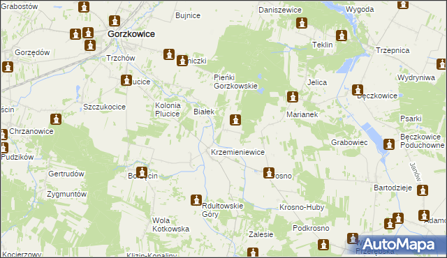 mapa Kolonia Krzemieniewice, Kolonia Krzemieniewice na mapie Targeo