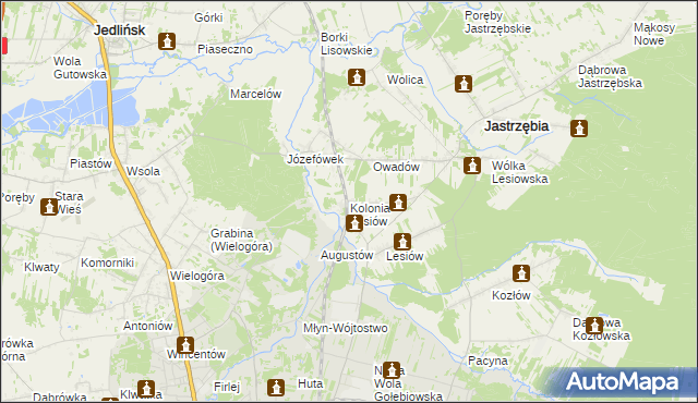 mapa Kolonia Lesiów, Kolonia Lesiów na mapie Targeo