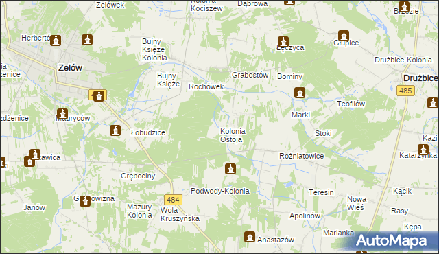 mapa Kolonia Ostoja, Kolonia Ostoja na mapie Targeo