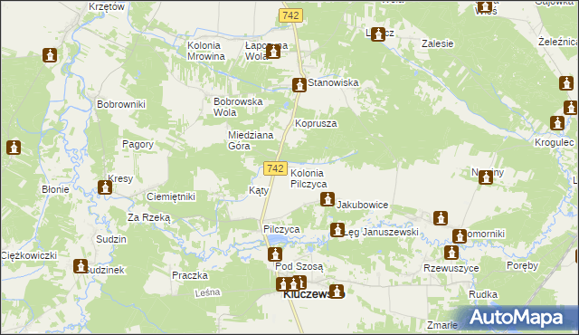 mapa Kolonia Pilczyca, Kolonia Pilczyca na mapie Targeo