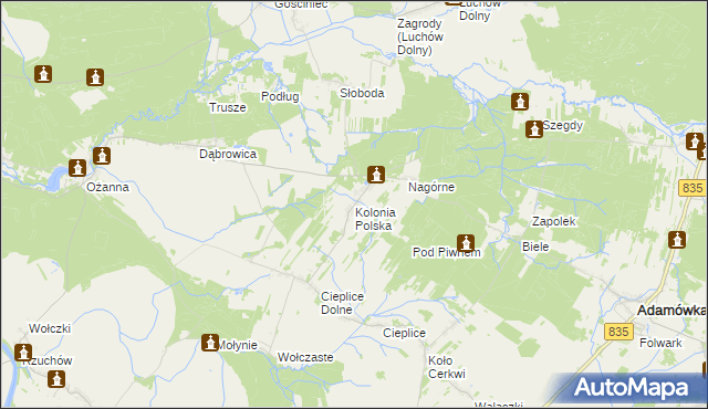 mapa Kolonia Polska, Kolonia Polska na mapie Targeo