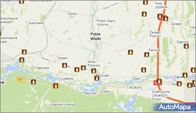 mapa Kolonia Potok Wielki, Kolonia Potok Wielki na mapie Targeo