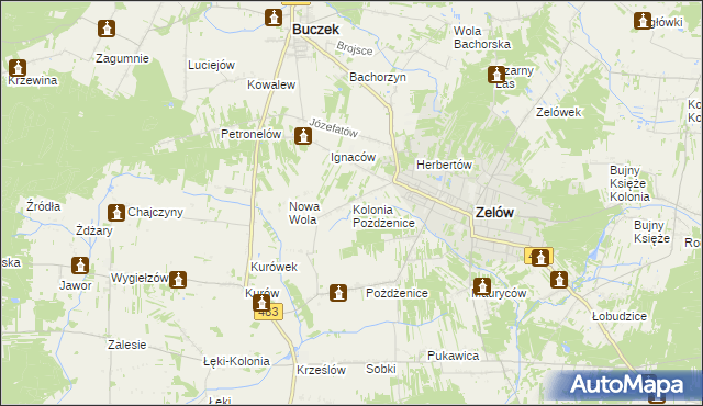 mapa Kolonia Pożdżenice, Kolonia Pożdżenice na mapie Targeo