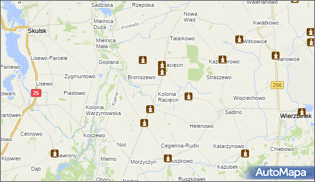 mapa Kolonia Racięcin, Kolonia Racięcin na mapie Targeo