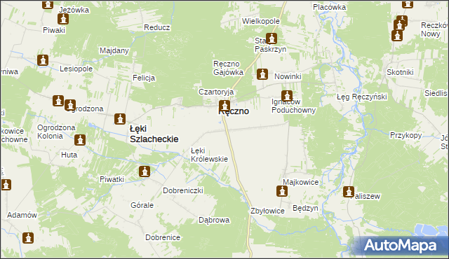 mapa Kolonia Ręczno, Kolonia Ręczno na mapie Targeo