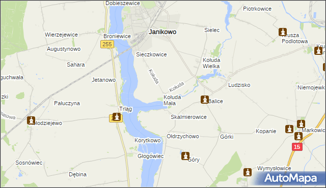 mapa Kołuda Mała, Kołuda Mała na mapie Targeo