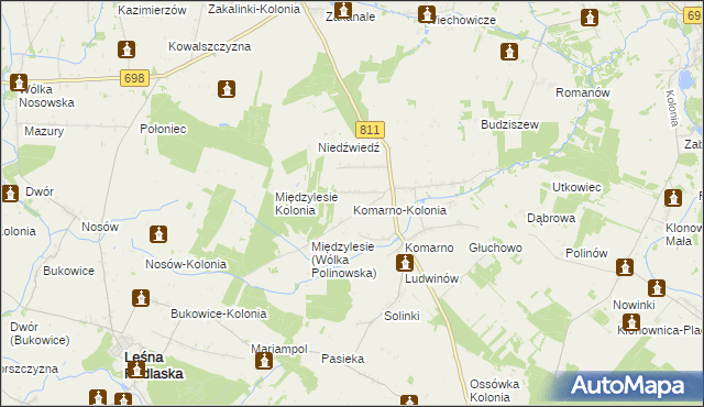 mapa Komarno-Kolonia, Komarno-Kolonia na mapie Targeo