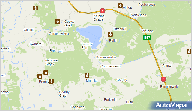 mapa Komaszówka gmina Augustów, Komaszówka gmina Augustów na mapie Targeo